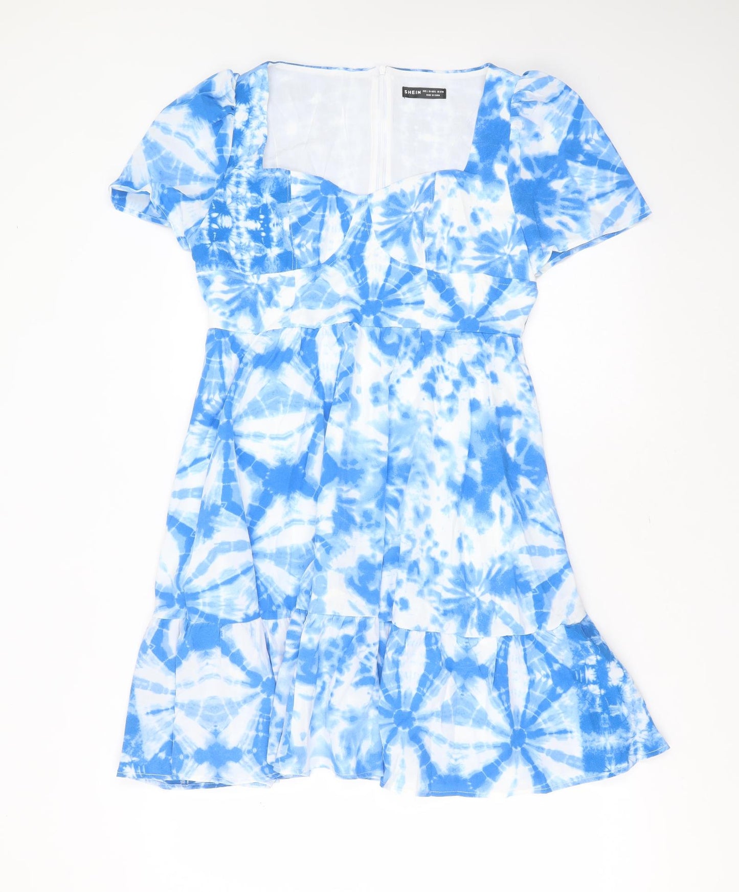 SheIn Womens Blue Tie Dye Polyester Fit & Flare  Size L  Sweetheart