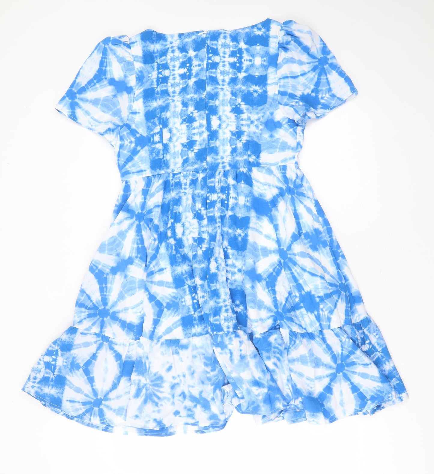 SheIn Womens Blue Tie Dye Polyester Fit & Flare  Size L  Sweetheart