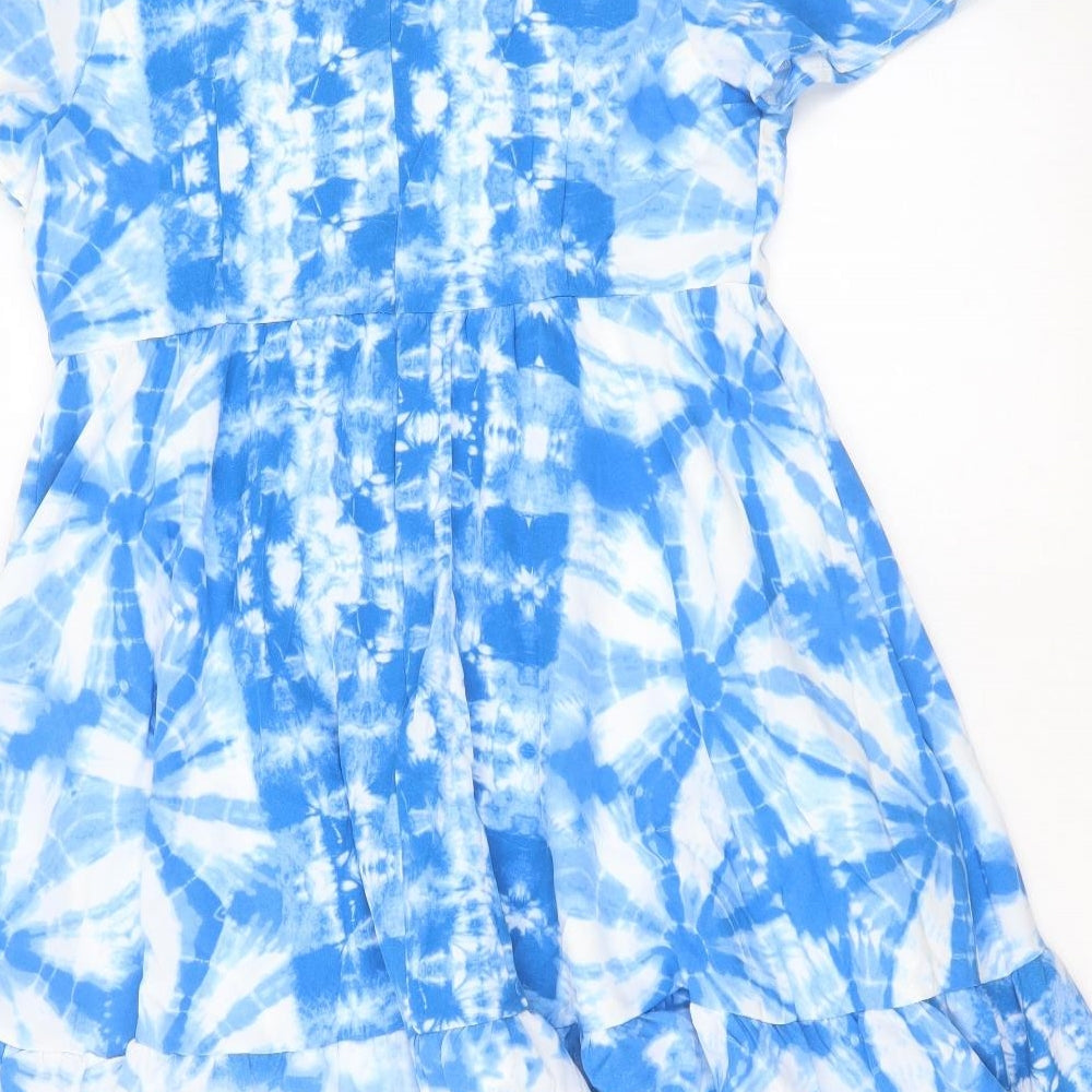 SheIn Womens Blue Tie Dye Polyester Fit & Flare  Size L  Sweetheart