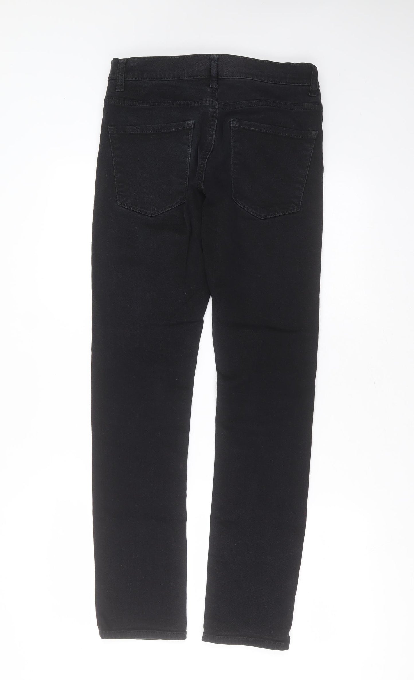 F&F Mens Black  Cotton Skinny Jeans Size 30 in L32 in Extra-Slim Zip