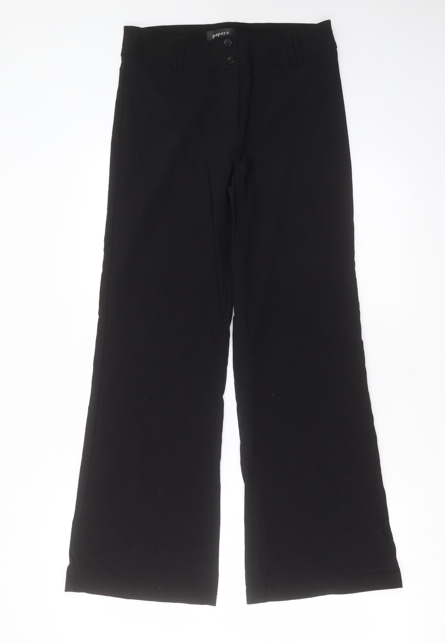 Papaya Womens Black  Viscose Trousers  Size 12 L29 in Regular Zip