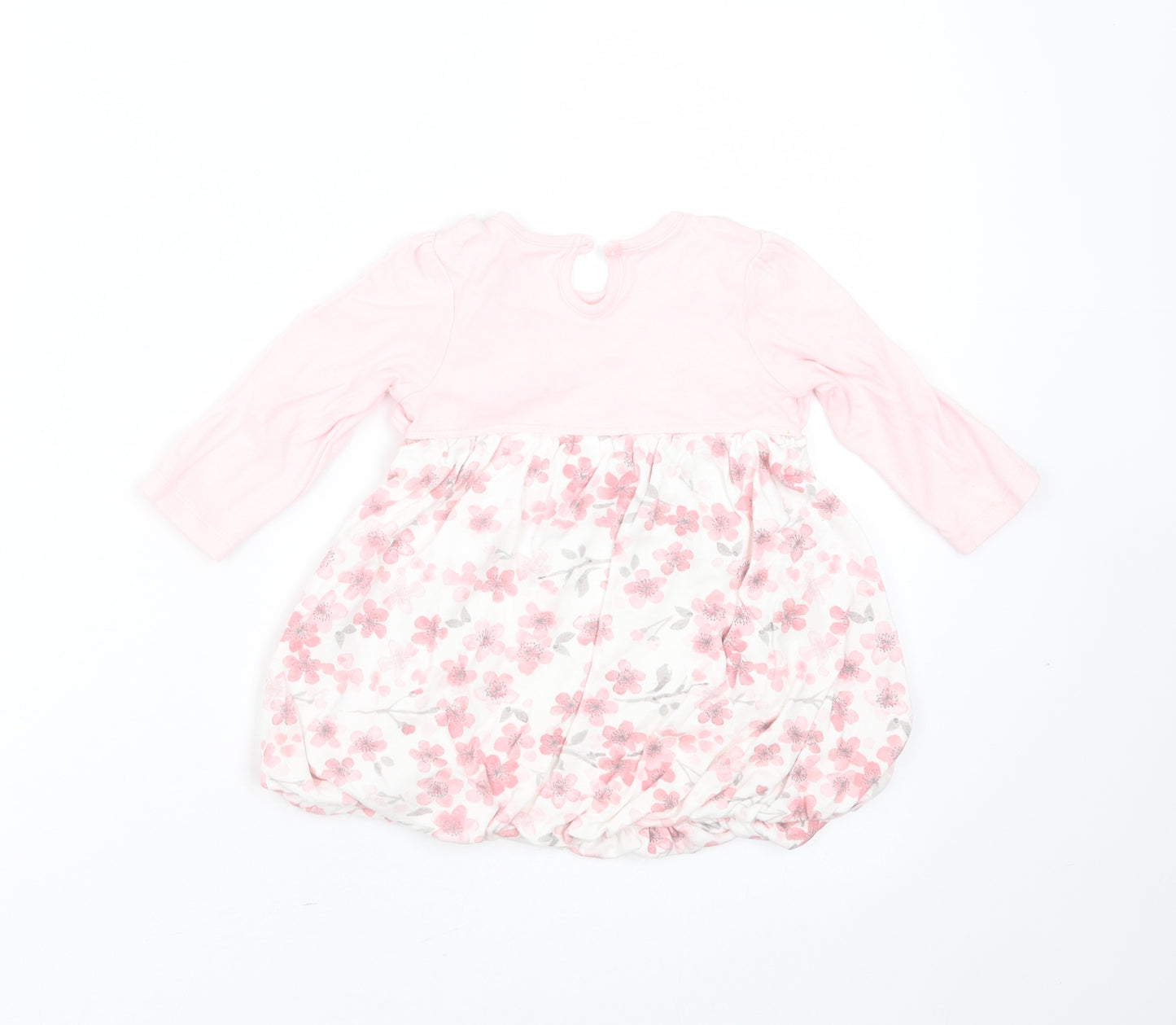 George Girls Pink Floral Cotton Fit & Flare  Size 6-9 Months  Round Neck