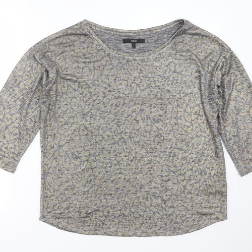 NEXT Womens Silver Round Neck Animal Print Polyester Pullover Jumper Size 14