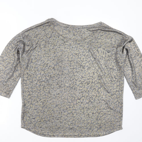 NEXT Womens Silver Round Neck Animal Print Polyester Pullover Jumper Size 14