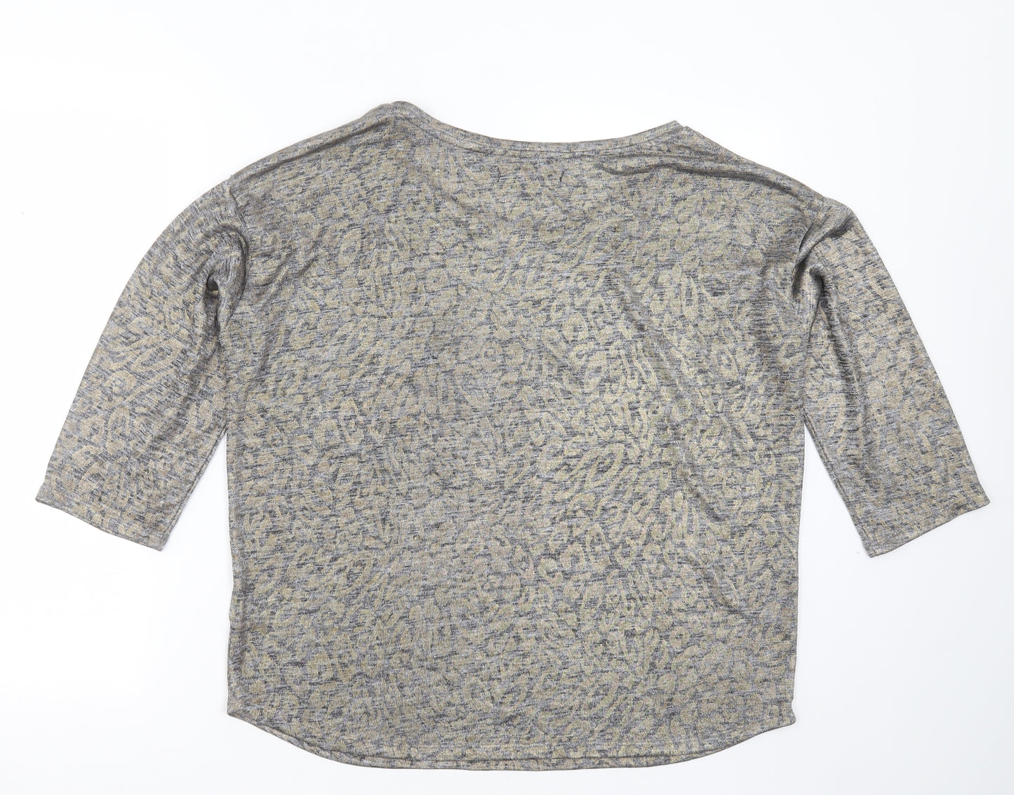 NEXT Womens Silver Round Neck Animal Print Polyester Pullover Jumper Size 14
