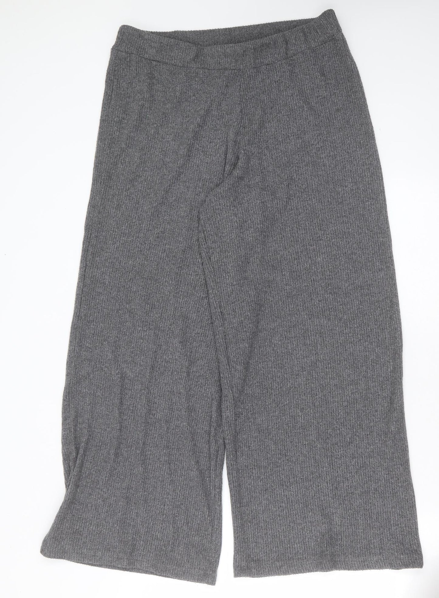 TU Womens Grey Striped Polyester Trousers  Size 16 L28 in Regular