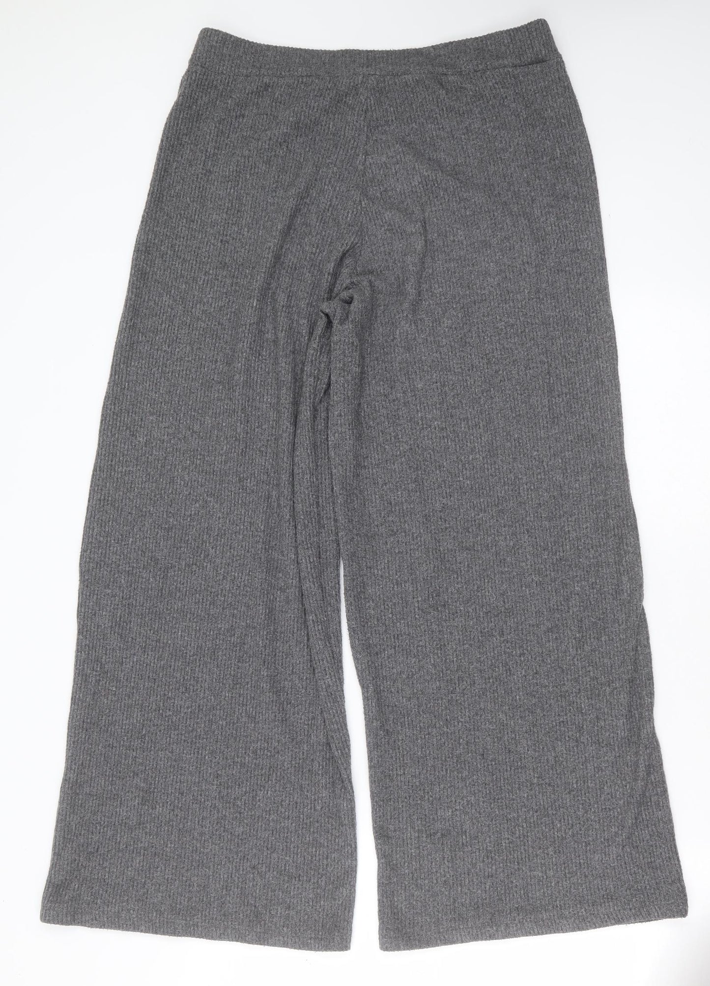 TU Womens Grey Striped Polyester Trousers  Size 16 L28 in Regular