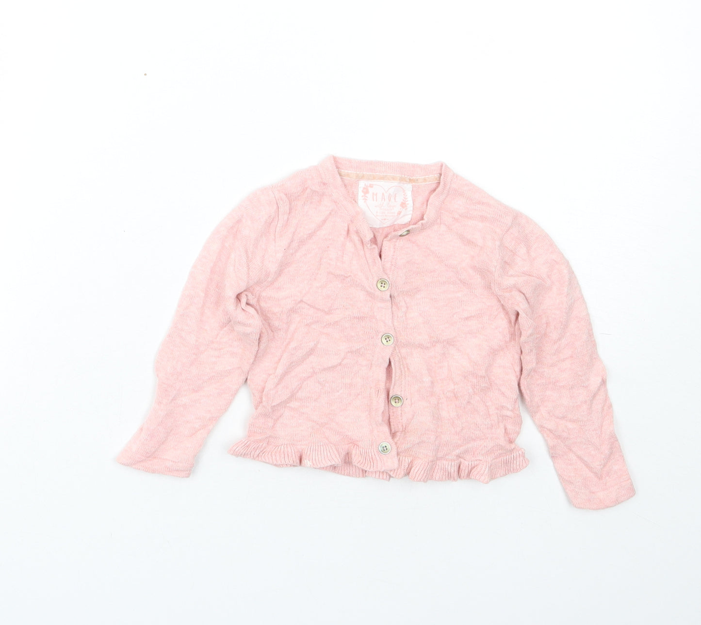 Primark Girls Pink  Cotton Cardigan Jumper Size 9-12 Months  Button