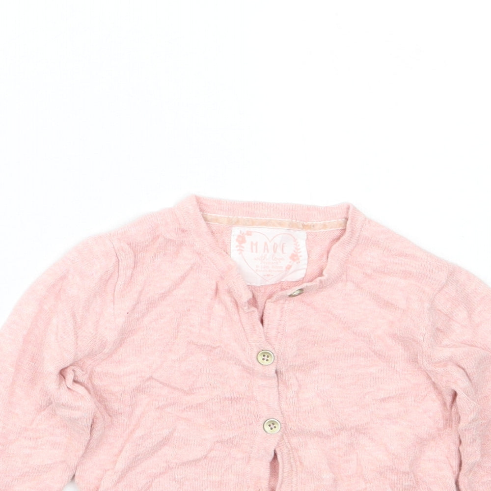 Primark Girls Pink  Cotton Cardigan Jumper Size 9-12 Months  Button