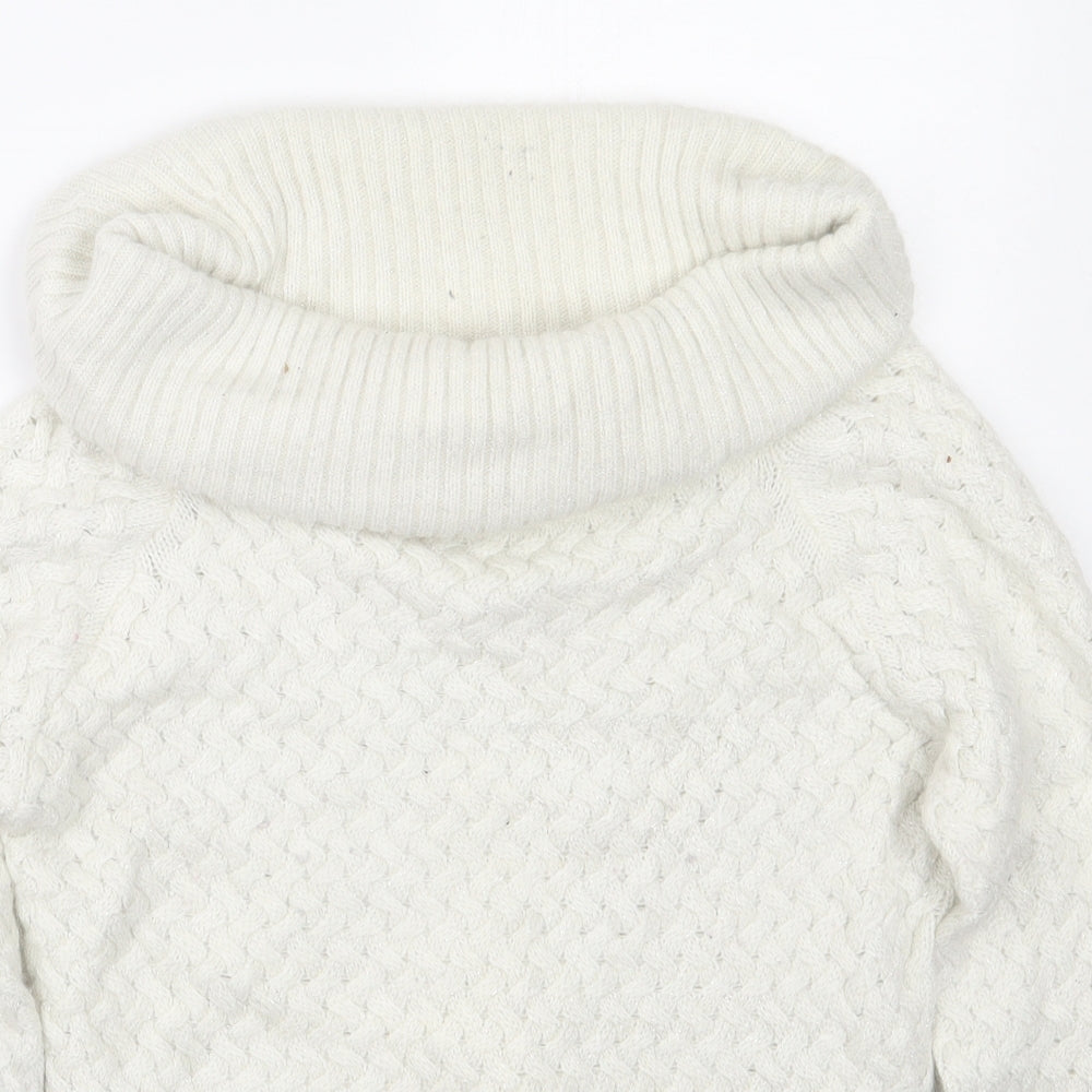 NEXT Womens White Roll Neck  Nylon Pullover Jumper Size 12