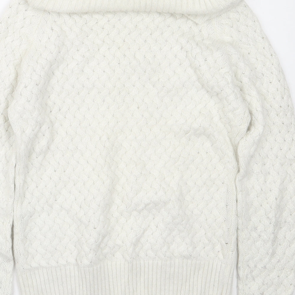 NEXT Womens White Roll Neck  Nylon Pullover Jumper Size 12
