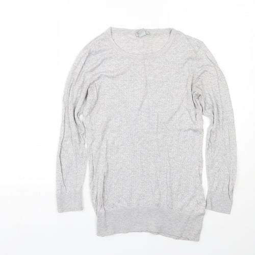 H&M Womens Grey Crew Neck  Viscose Pullover Jumper Size M