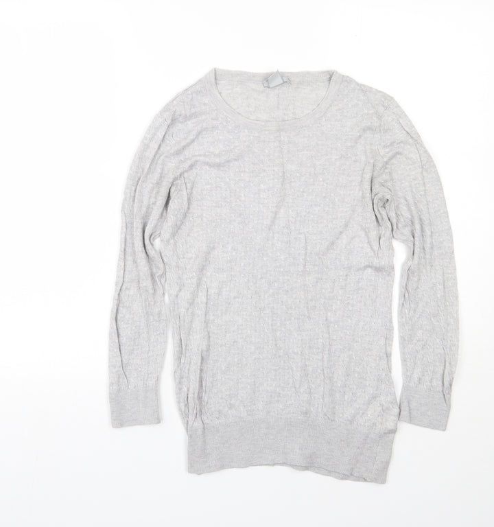 H&M Womens Grey Crew Neck  Viscose Pullover Jumper Size M