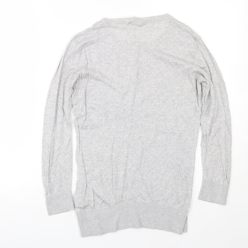 H&M Womens Grey Crew Neck  Viscose Pullover Jumper Size M