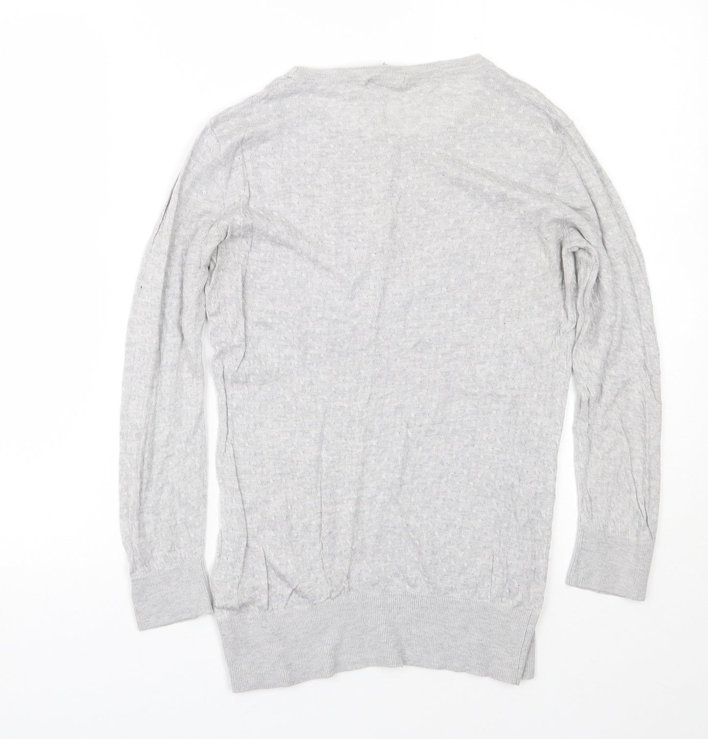 H&M Womens Grey Crew Neck  Viscose Pullover Jumper Size M