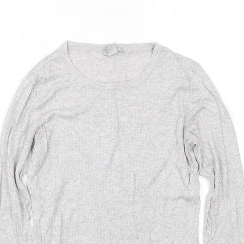 H&M Womens Grey Crew Neck  Viscose Pullover Jumper Size M