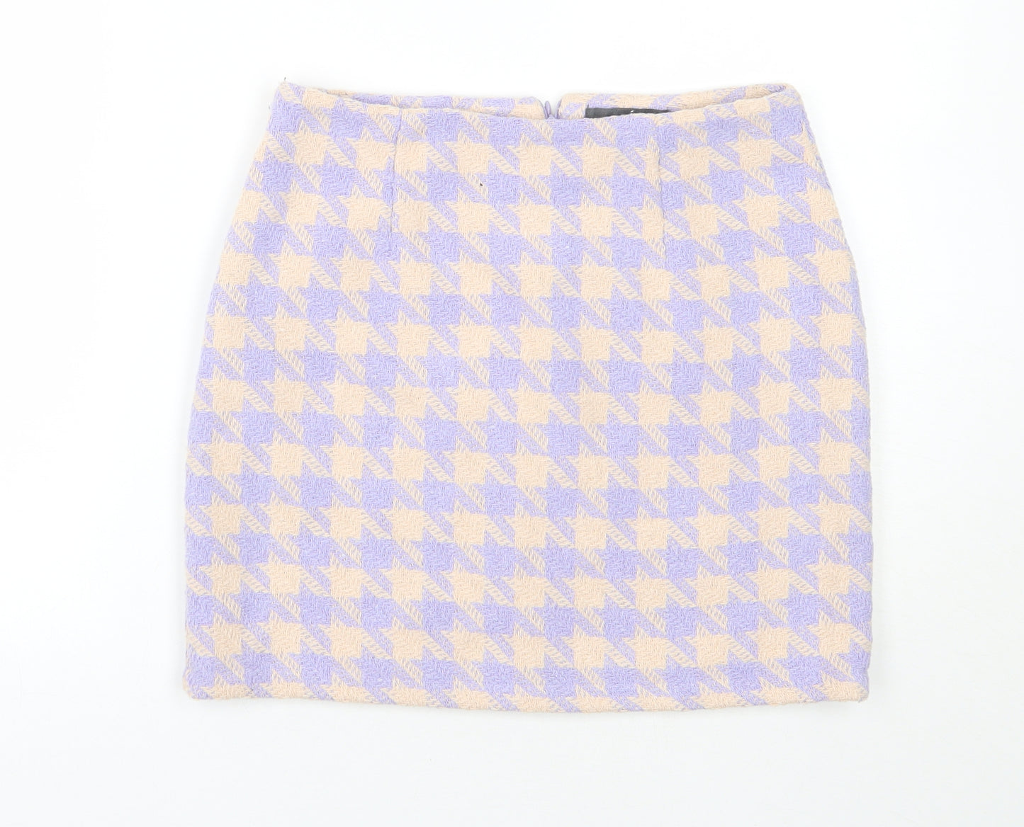 Primark Womens Purple Houndstooth Nylon Mini Skirt Size 10