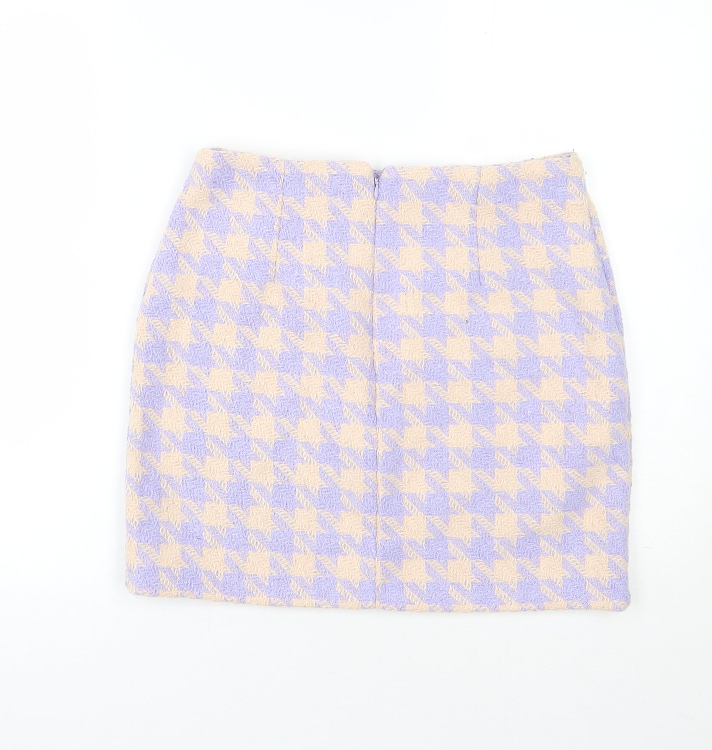 Primark Womens Purple Houndstooth Nylon Mini Skirt Size 10