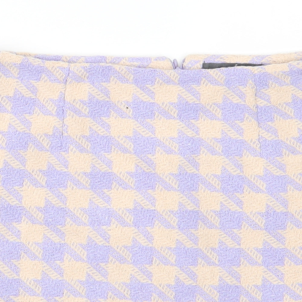 Primark Womens Purple Houndstooth Nylon Mini Skirt Size 10