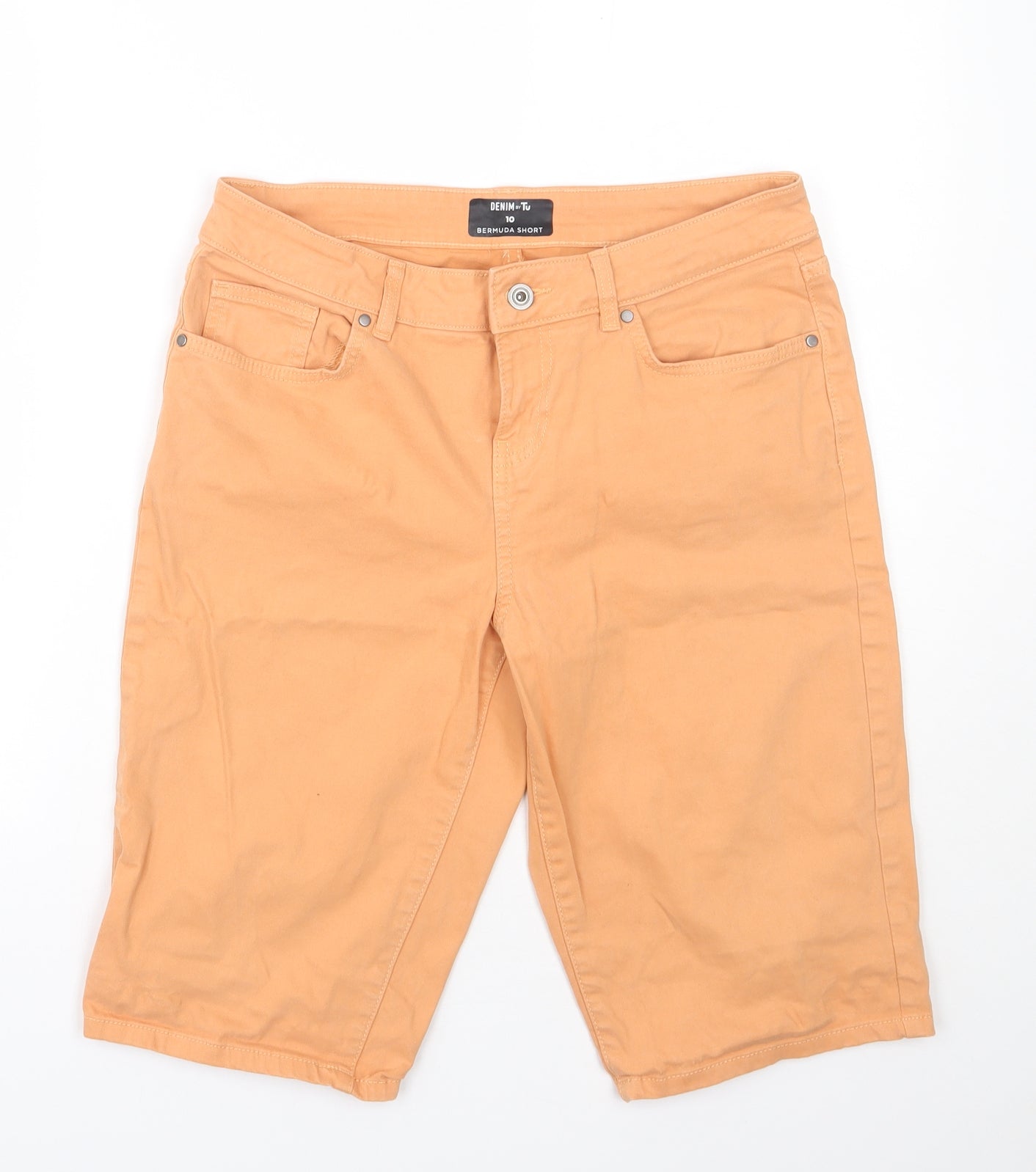 TU Womens Orange  Cotton Bermuda Shorts Size 10 L12 in Regular