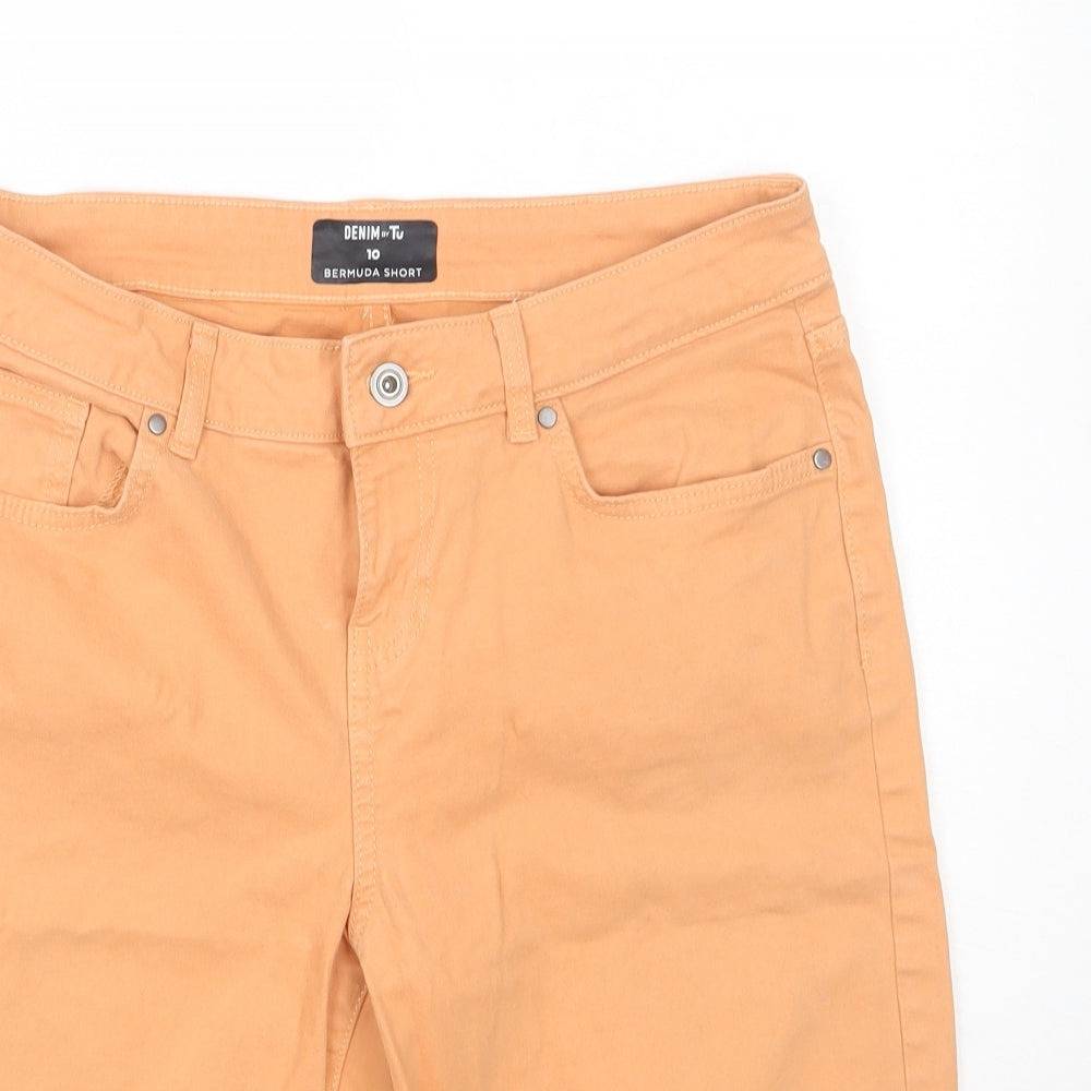 TU Womens Orange  Cotton Bermuda Shorts Size 10 L12 in Regular