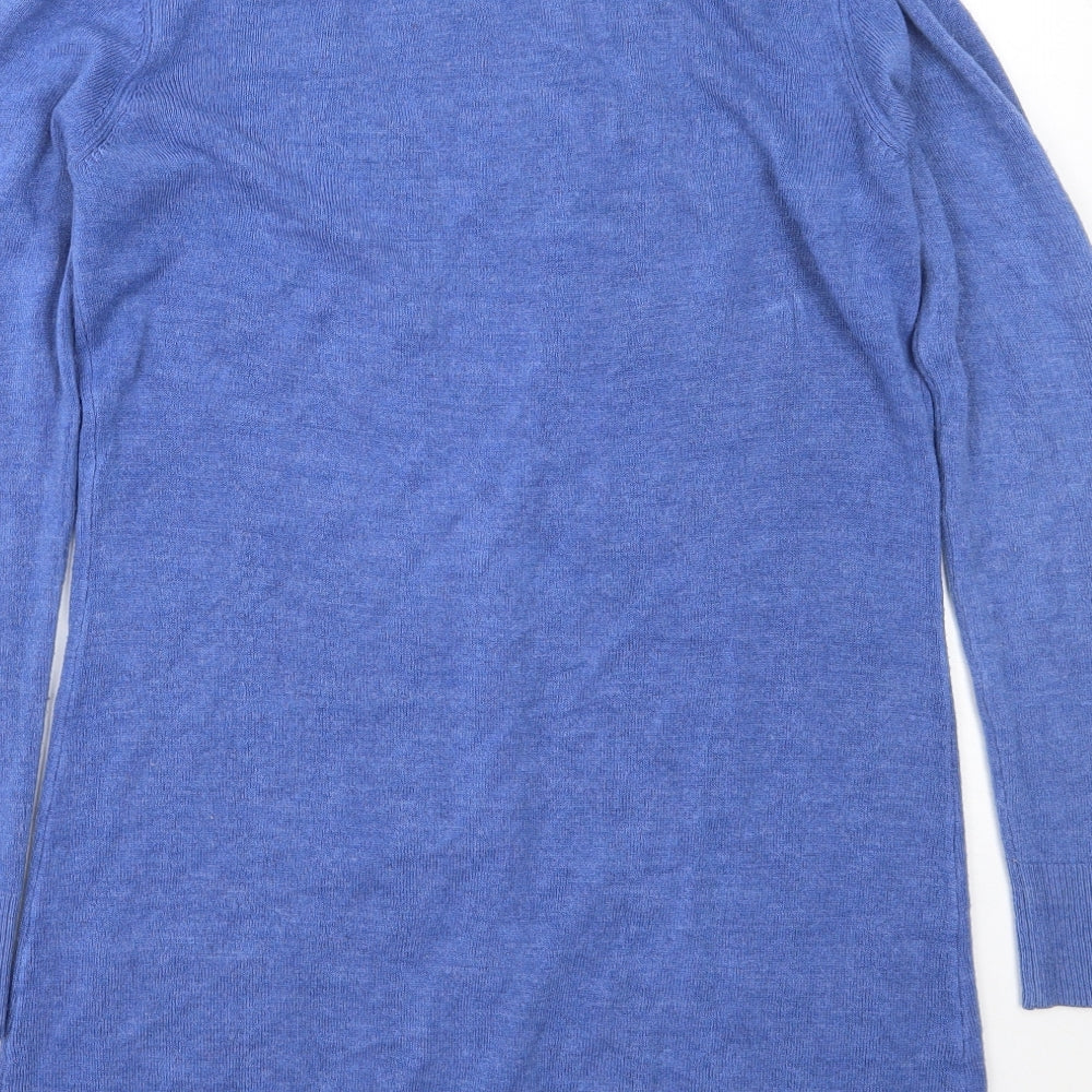 South Womens Blue V-Neck  Acrylic Cardigan Jumper Size 14