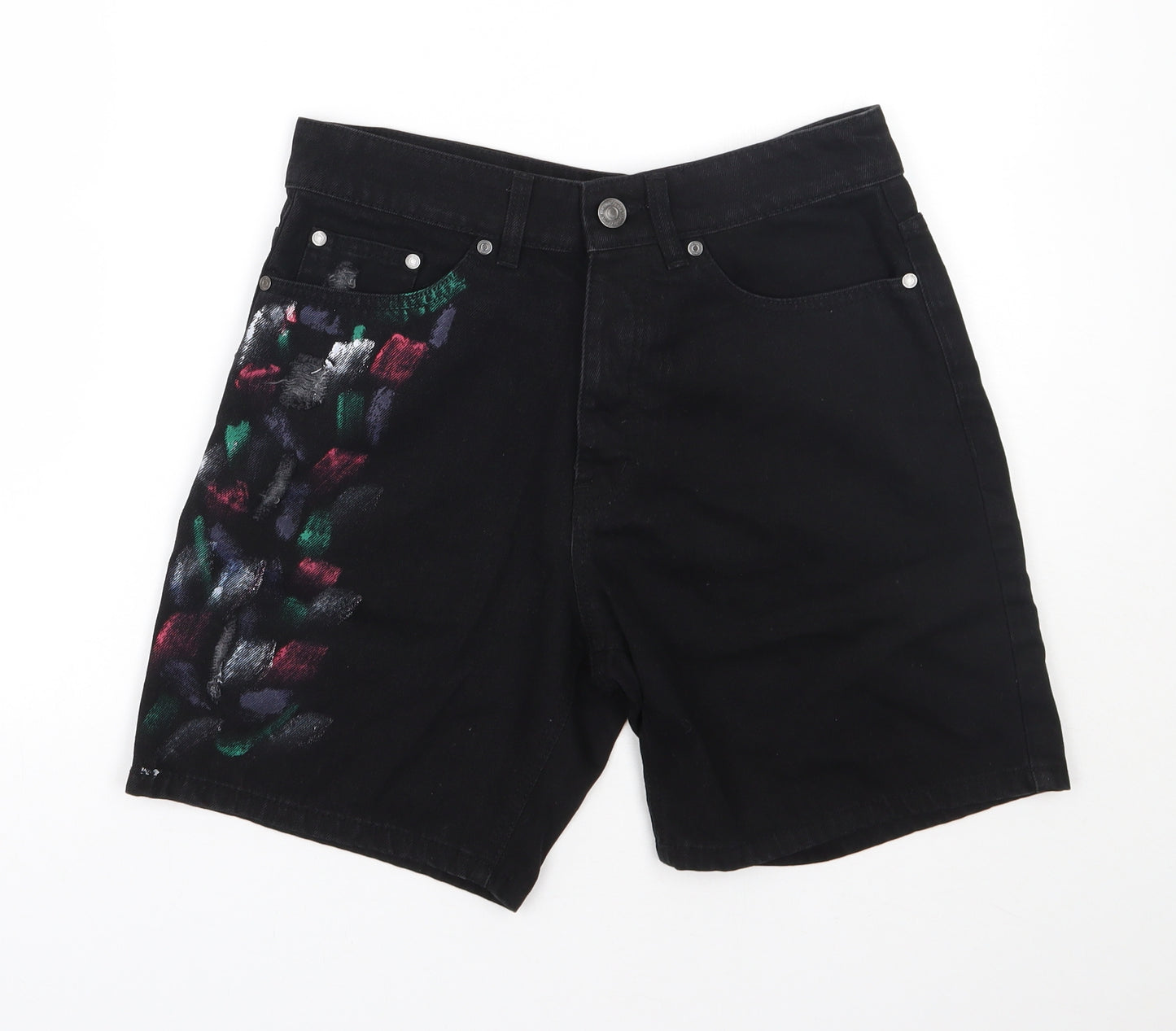 Boohoo MAN Mens Black  Cotton Bermuda Shorts Size 30  Regular