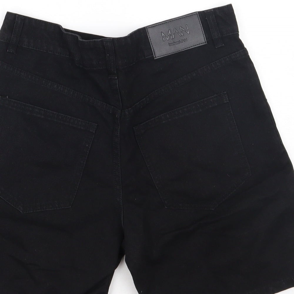 Boohoo MAN Mens Black  Cotton Bermuda Shorts Size 30  Regular