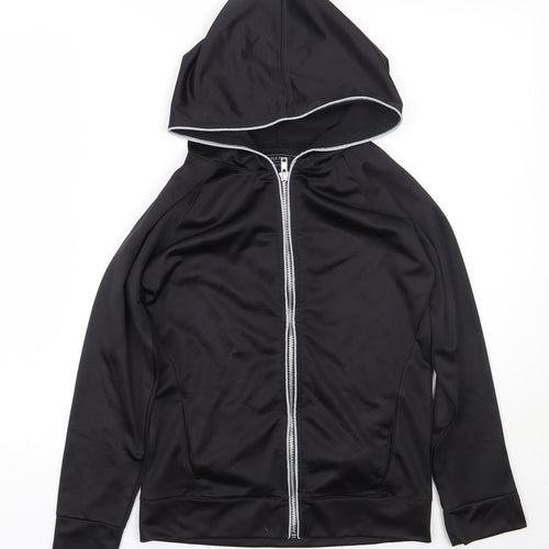 Leisure Club Boys Black  Polyester Full Zip Hoodie Size 9-10 Years  Zip
