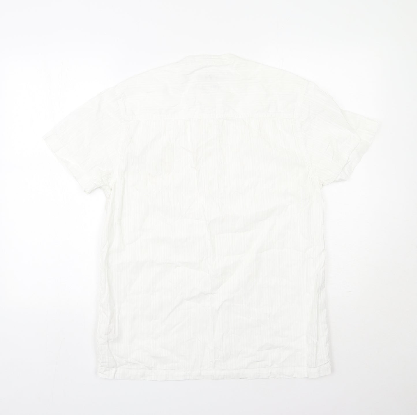 Peacocks Mens White  Cotton  Button-Up Size S Round Neck Button