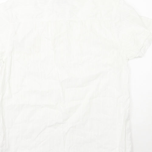 Peacocks Mens White  Cotton  Button-Up Size S Round Neck Button