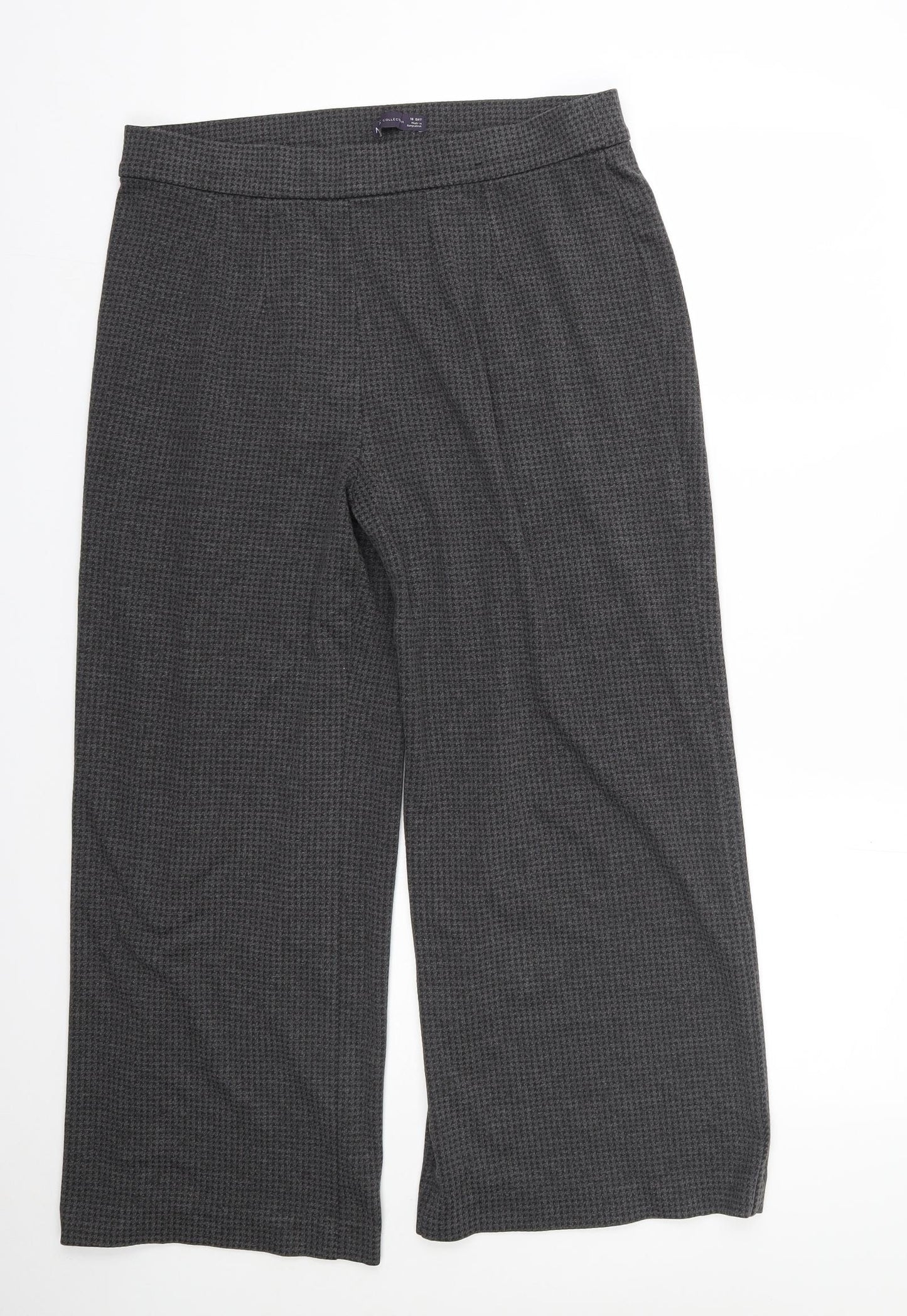 M&S Womens Grey Houndstooth Viscose Jogger Trousers Size 18 L25 in Regular