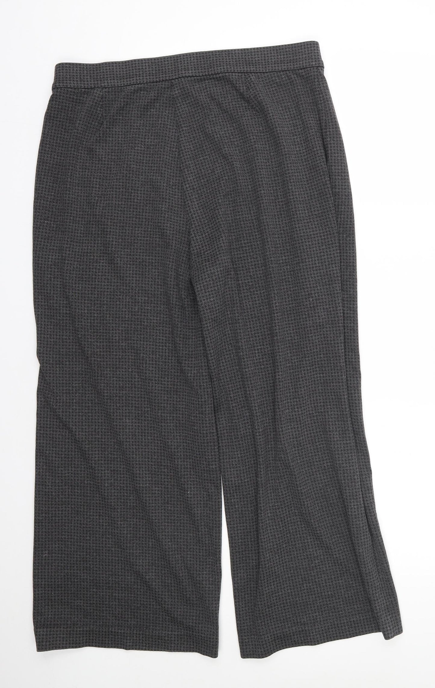 M&S Womens Grey Houndstooth Viscose Jogger Trousers Size 18 L25 in Regular