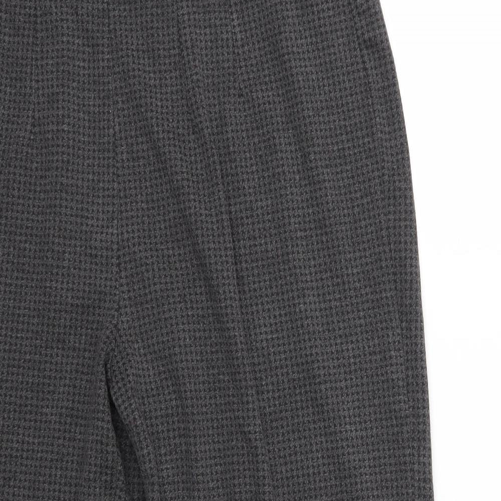 M&S Womens Grey Houndstooth Viscose Jogger Trousers Size 18 L25 in Regular