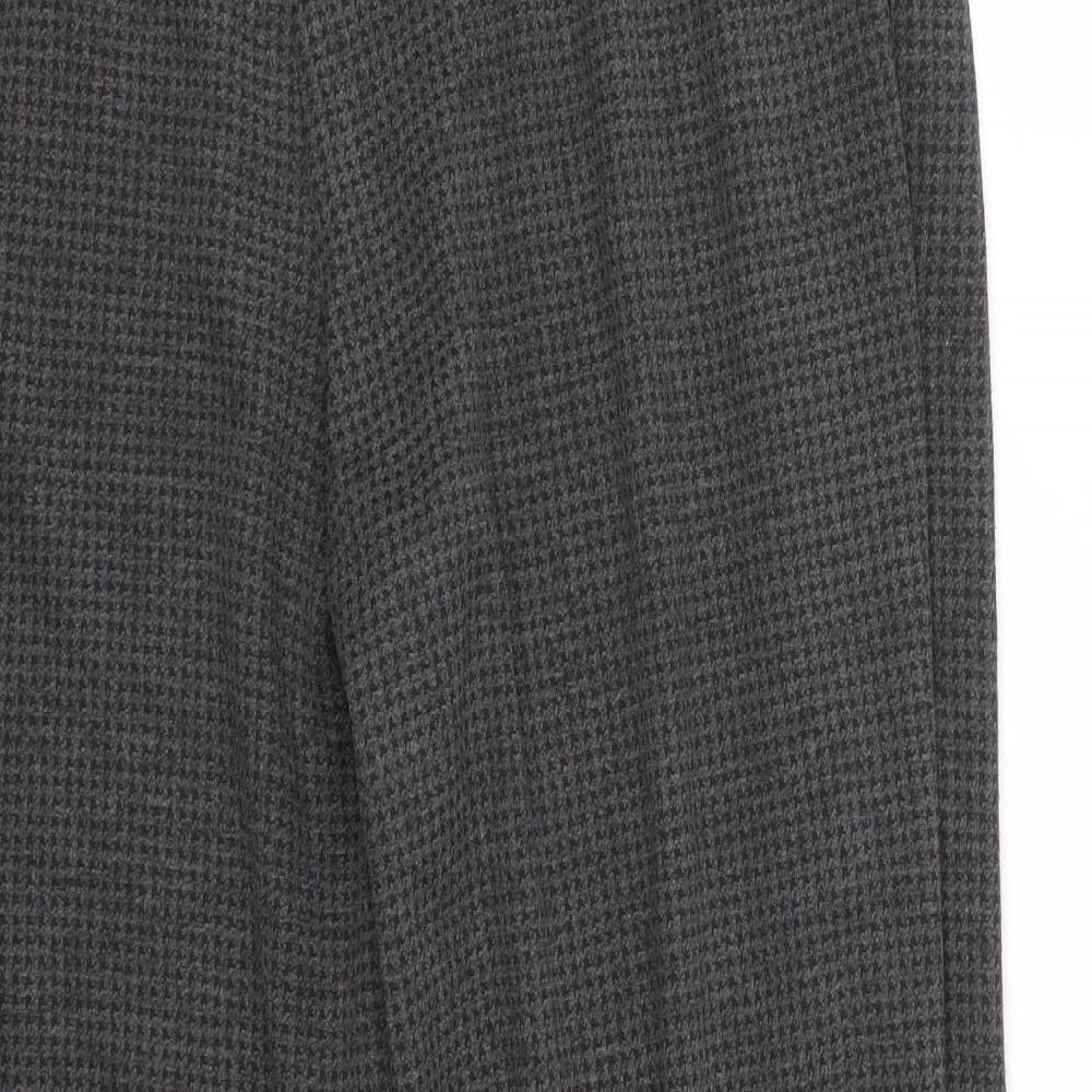 M&S Womens Grey Houndstooth Viscose Jogger Trousers Size 18 L25 in Regular