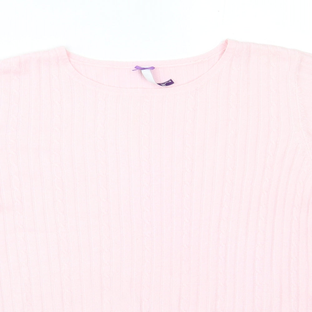 BHS Womens Pink  Acrylic Basic T-Shirt Size 18 Round Neck