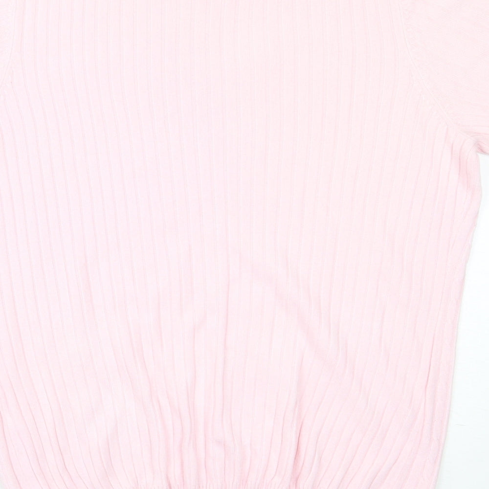 BHS Womens Pink  Acrylic Basic T-Shirt Size 18 Round Neck