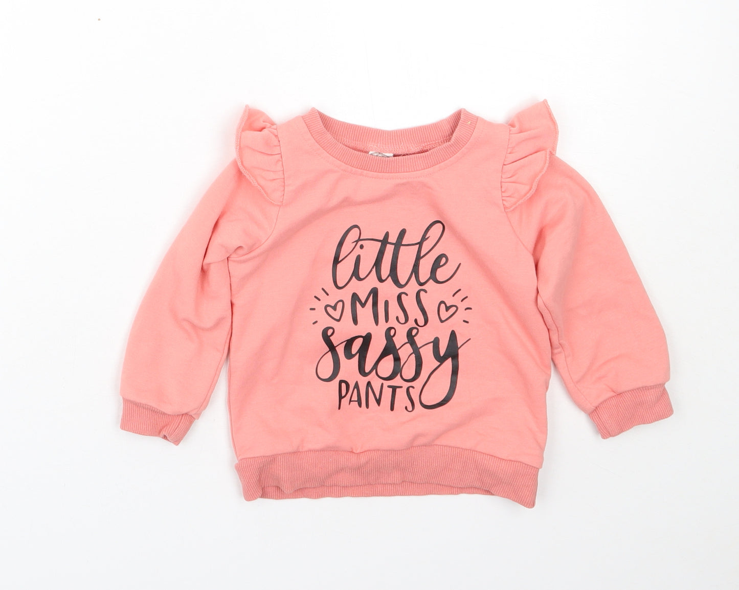 Preworn Girls Pink  Cotton Pullover Sweatshirt Size 4-5 Years