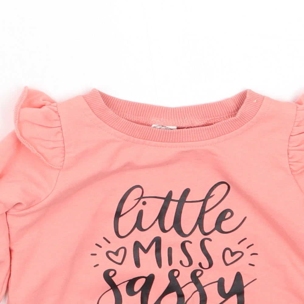 Preworn Girls Pink  Cotton Pullover Sweatshirt Size 4-5 Years