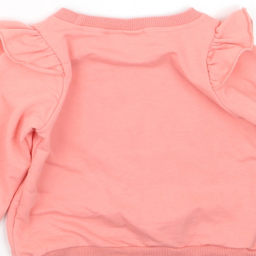 Preworn Girls Pink  Cotton Pullover Sweatshirt Size 4-5 Years