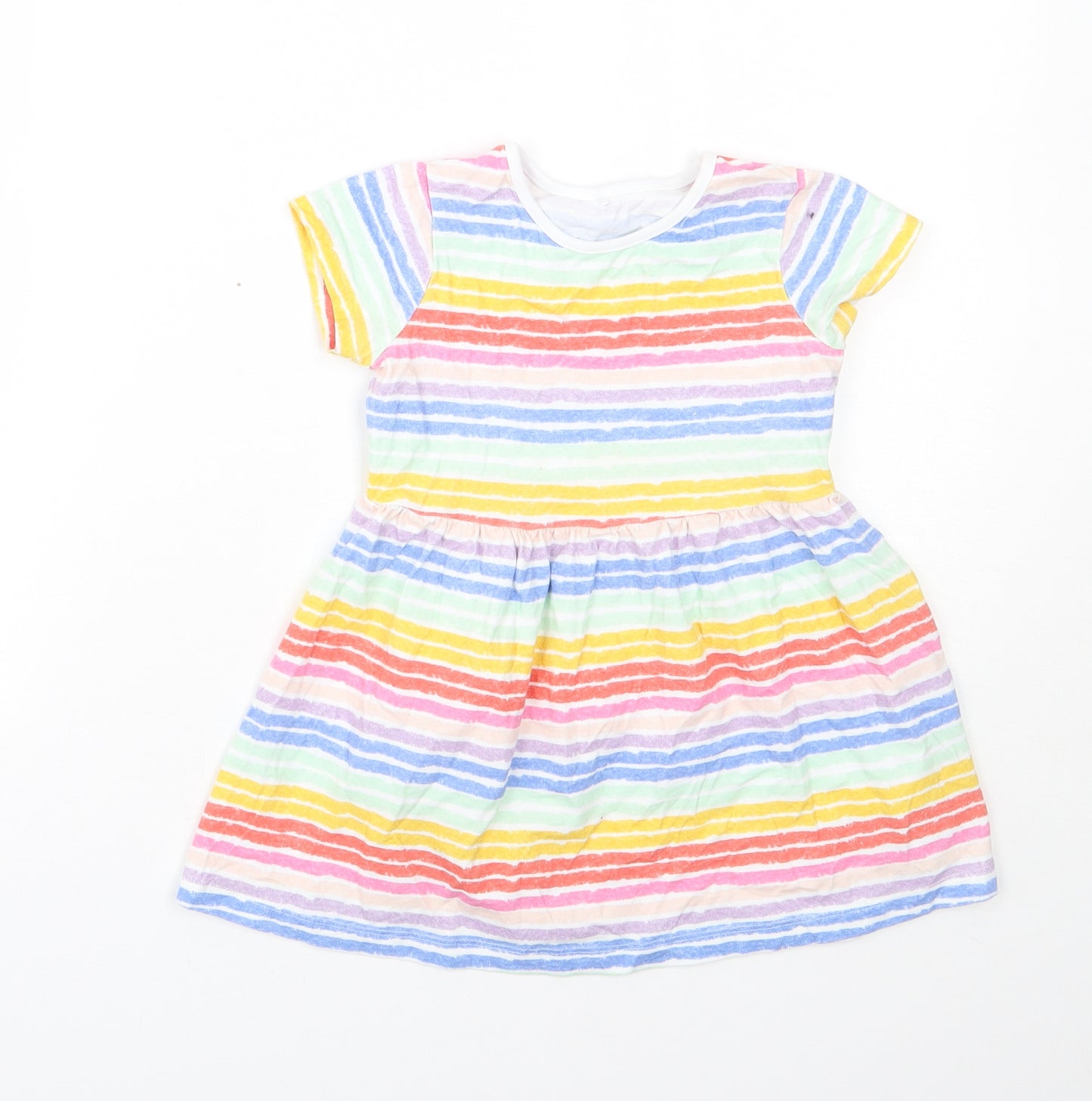 George Girls Multicoloured Striped Cotton T-Shirt Dress  Size 2-3 Years  Round Neck