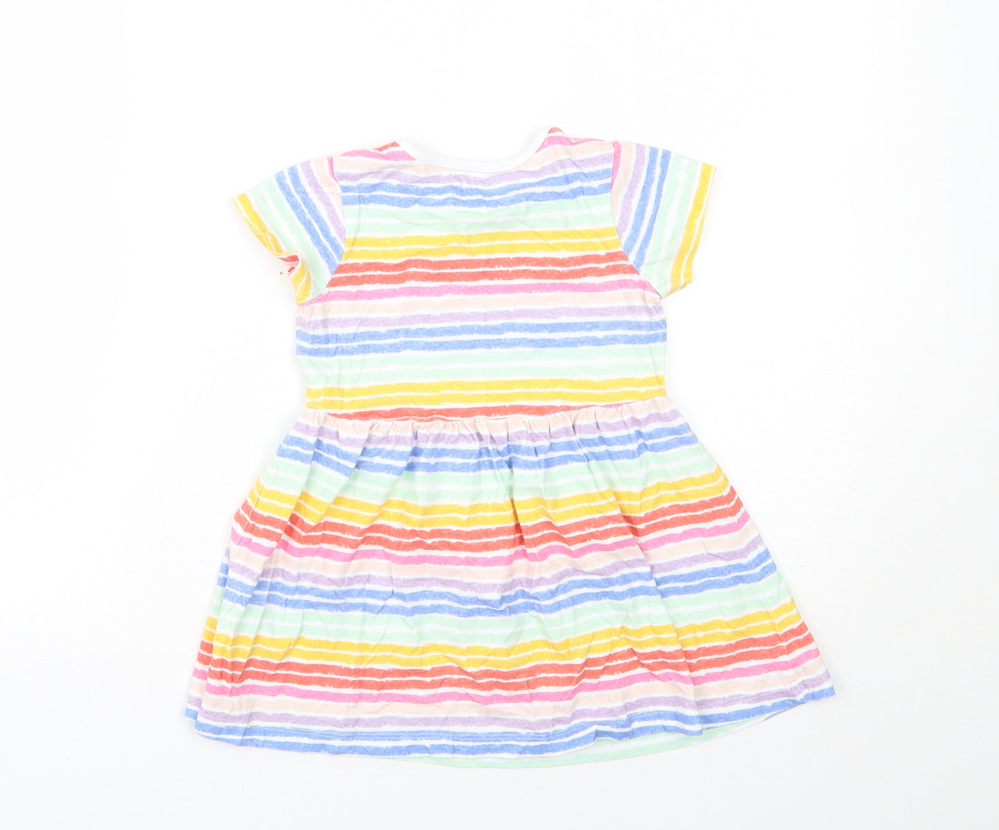 George Girls Multicoloured Striped Cotton T-Shirt Dress  Size 2-3 Years  Round Neck