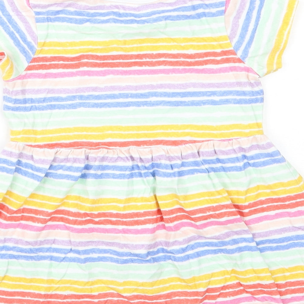 George Girls Multicoloured Striped Cotton T-Shirt Dress  Size 2-3 Years  Round Neck
