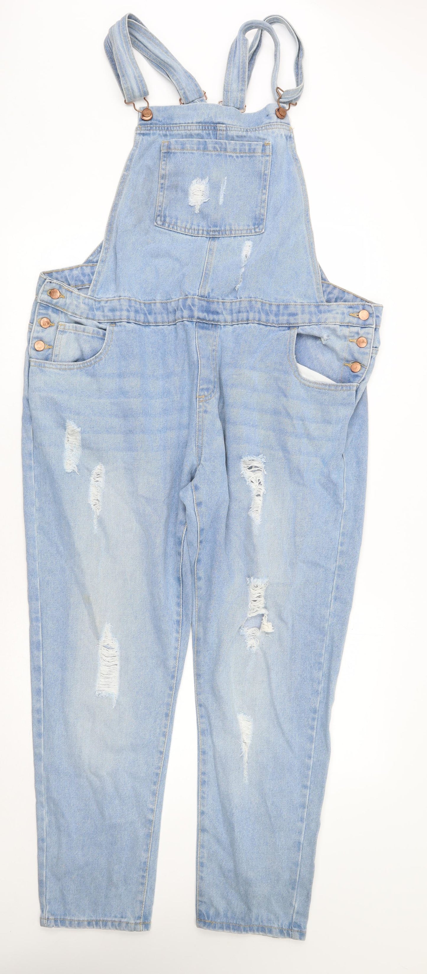 Janina Womens Blue  Cotton Dungaree One-Piece Size 20 L28 in Buckle