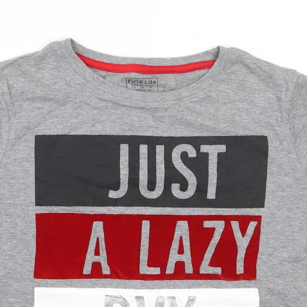 F&F Boys Grey  Cotton  Pyjama Top Size 10-11 Years