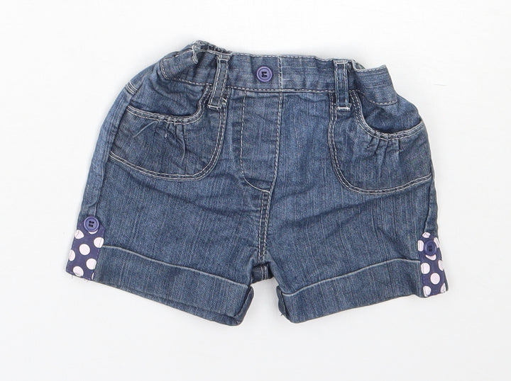 TU Girls Blue Polyester Cropped Jeans Size 6-9 Months - Shorts