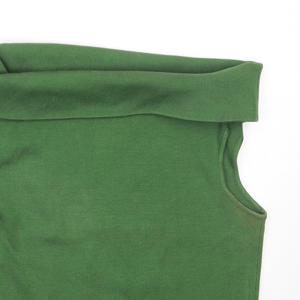 Episode Womens Green  Nylon Basic Tank Size S Roll Neck