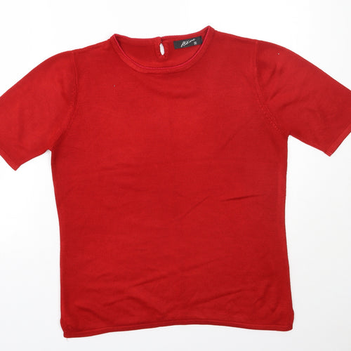 Alexara Womens Red  Acrylic Basic T-Shirt Size S Round Neck