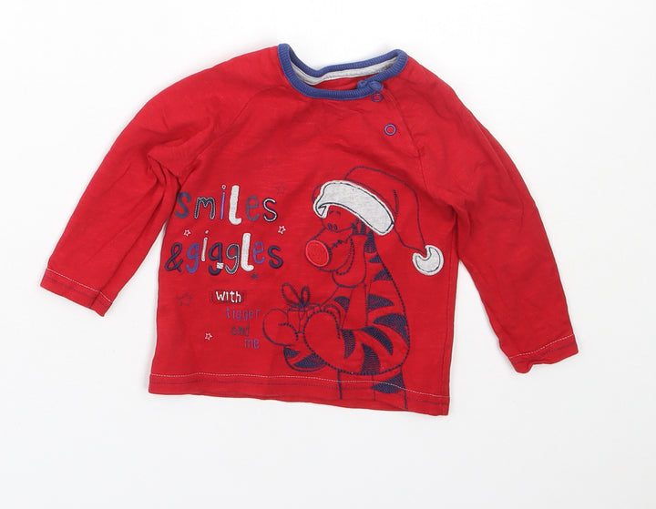 George Boys Red Cotton Cami Pyjama Top Size 6-9 Months - Disney Christmas