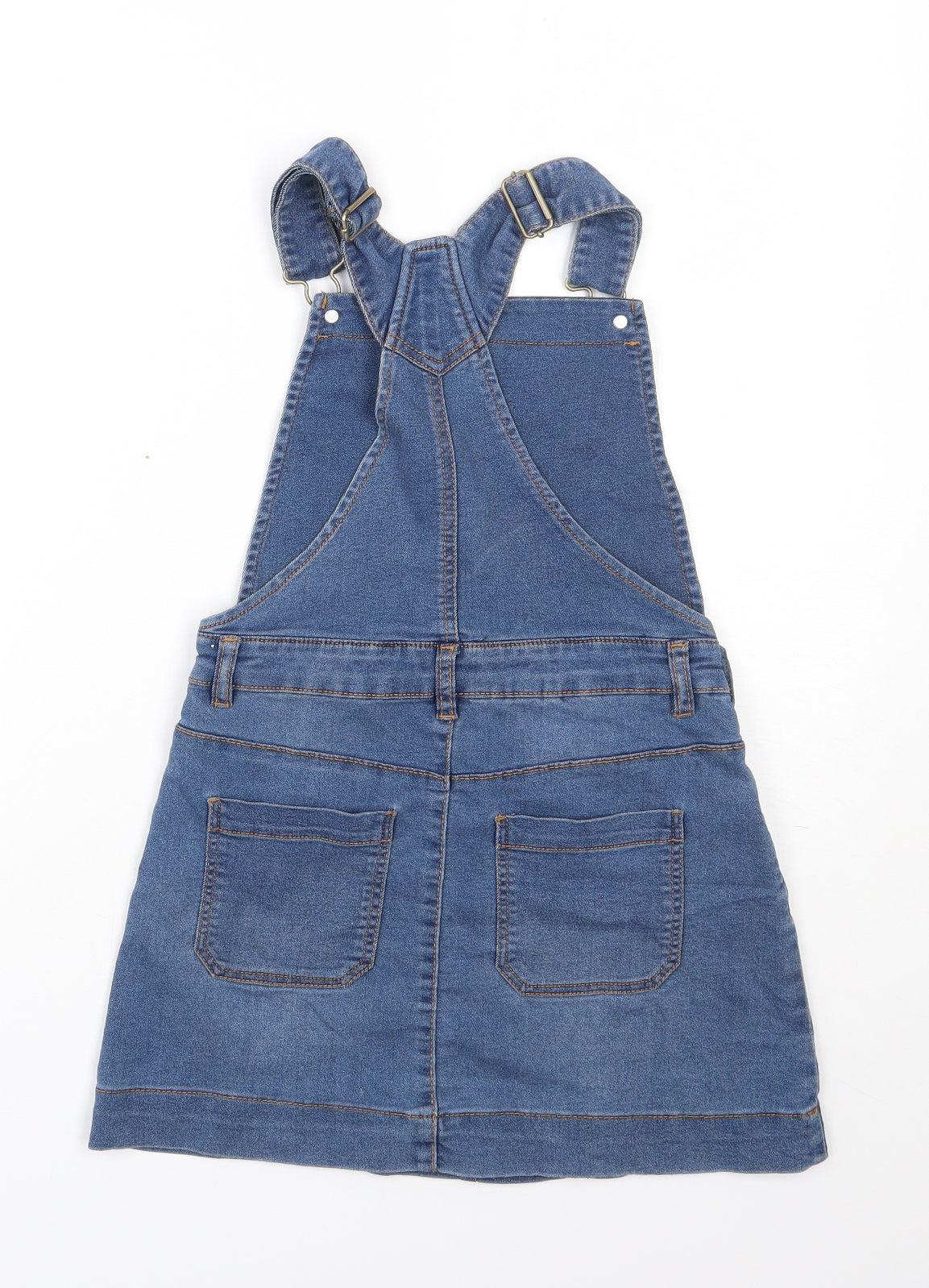 Bluezoo Girls Blue  Polyester Pinafore/Dungaree Dress  Size 10 Years  Square Neck